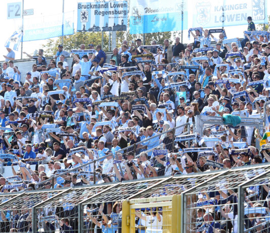 Westkurve mit Zuschauern im Grünwalder Stadion beim TSV 1860 München