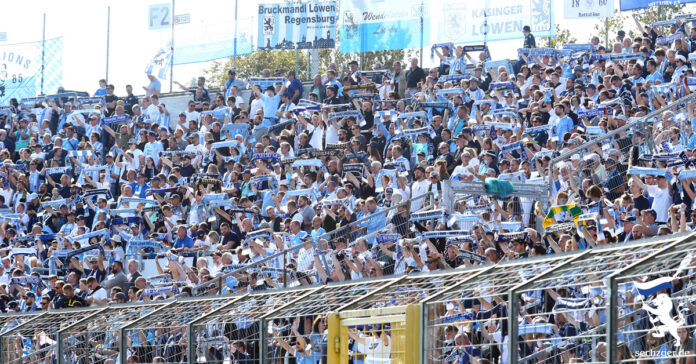Westkurve mit Zuschauern im Grünwalder Stadion beim TSV 1860 München