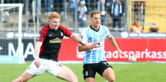 Dennis Dressel (TSV 1860 München) im Einsatz gegen den SC Freiburg II