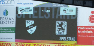 Anzeigetafel SC Verl TSV 1860 München