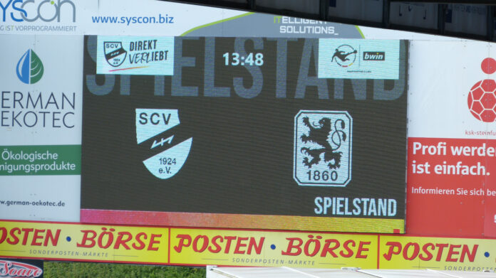 Anzeigetafel SC Verl TSV 1860 München