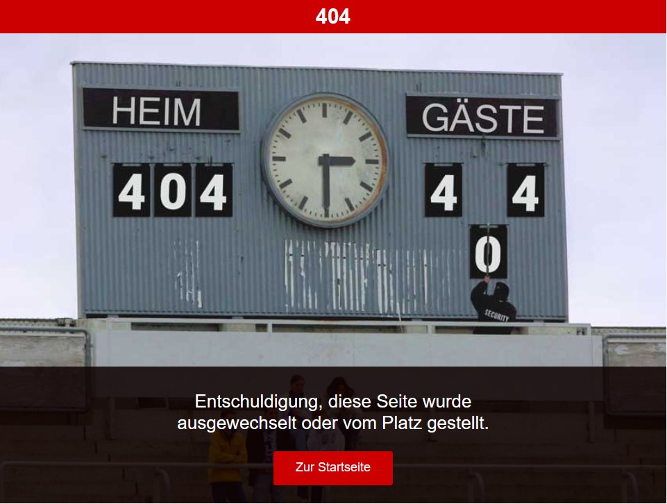 Kicker.de 404 Fehlermeldung Anzeigetafel Grünwalder Stadion