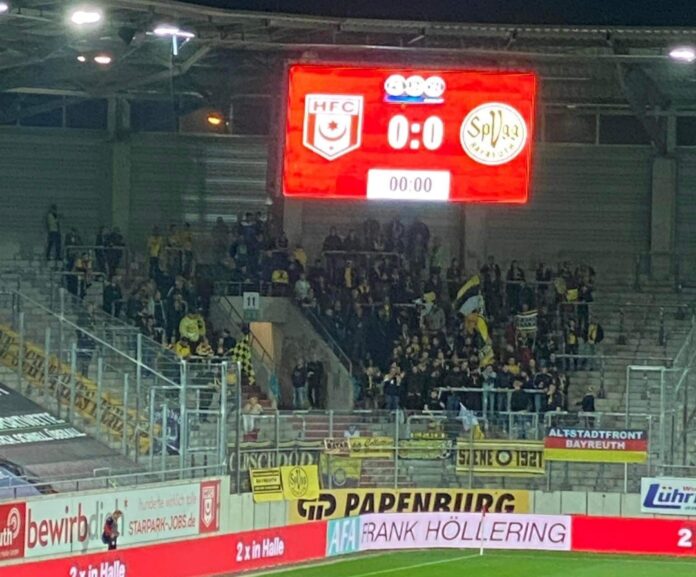 Die Bayreuther Fans beim Spiel in Halle