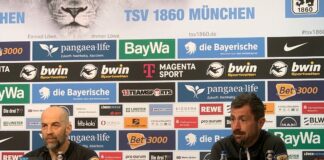 Günther Gorenzel und Rainer Kmeth bei der Pressekonferenz vor dem Spiel in Oldenburg.