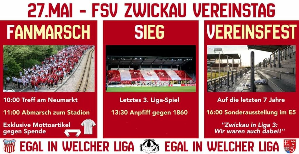 Fanmarsch Sieg Vereinsfest Flyer FSV Zwickau Fanszene Vor Spiel Gegen TSV 1860 München