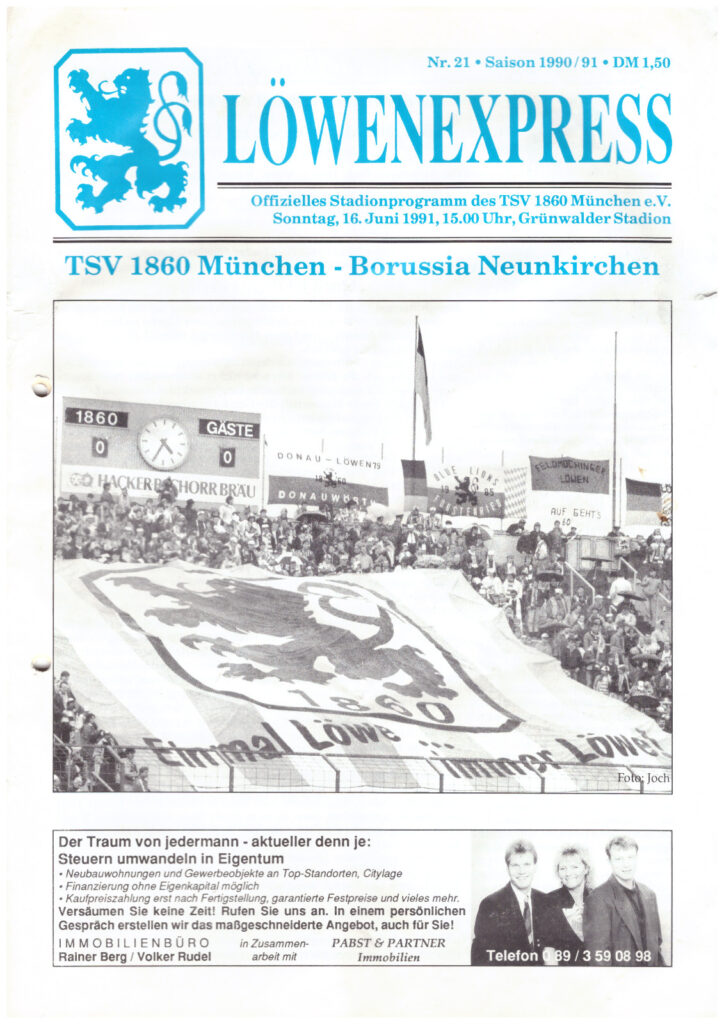 Der Löwenexpress zum Spiel 1860-Neunkirchen am 16.6.91