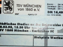 TSV 1860 KSC Karlsruhe Karlsruher SC Ticket 1995