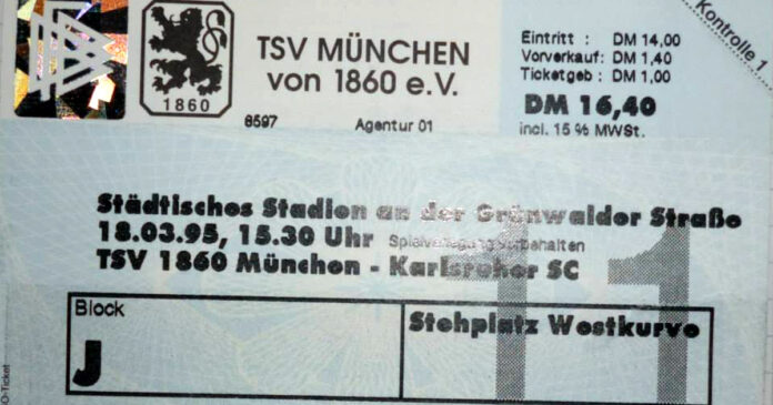 TSV 1860 KSC Karlsruhe Karlsruher SC Ticket 1995