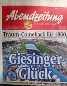 Abendzeitung Titelbild Rückkehr TSV 1860 München In Grünwalder Stadion Gegen Wacker Burghausen
