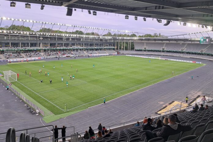 Stadion Kaunas Beim Spiel FK Kauno Zalgiris FA Siauliai Blick Auf Spielfeld